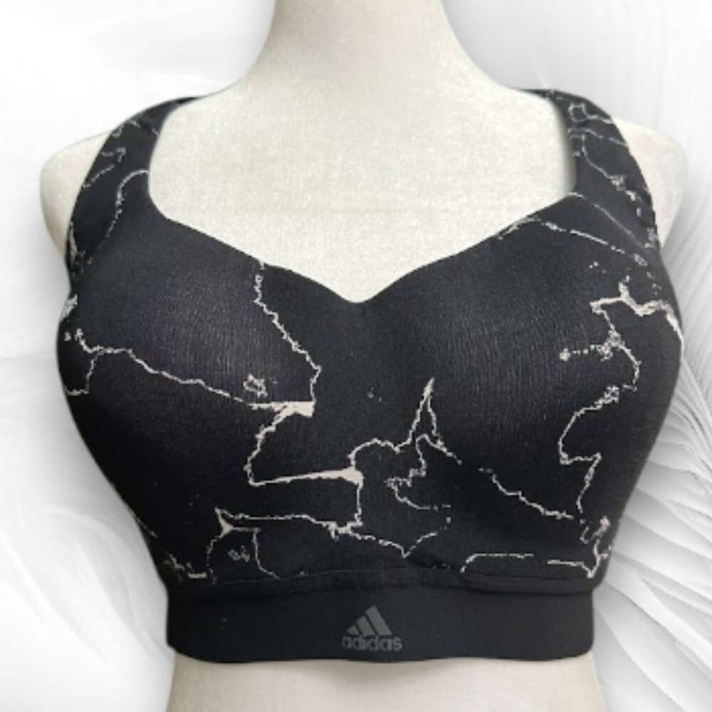 Adidas Climachill Marble Print High Support Sports Bra with Adjustable Straps
